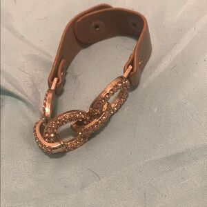 Gold and Tan Bracelet with Intricate Design